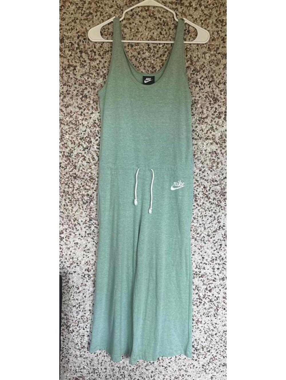 Nike XS Sage Green Sleeveless Drawstring Jumpsuit Romper Pockets